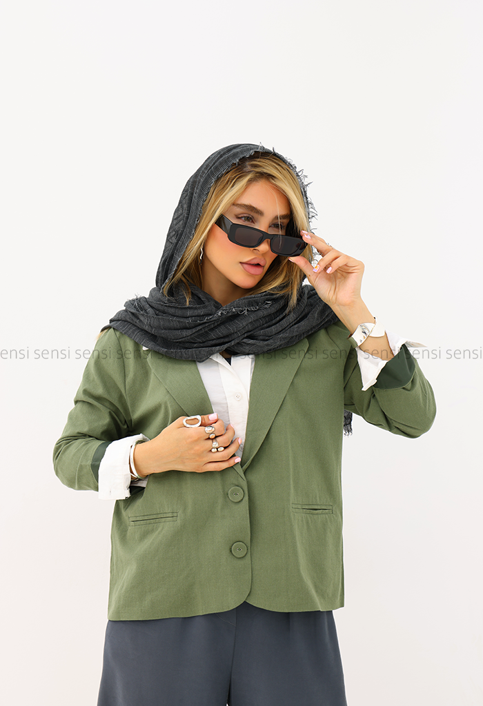 کت زنانه لینن آستین آستر دار کد1006546